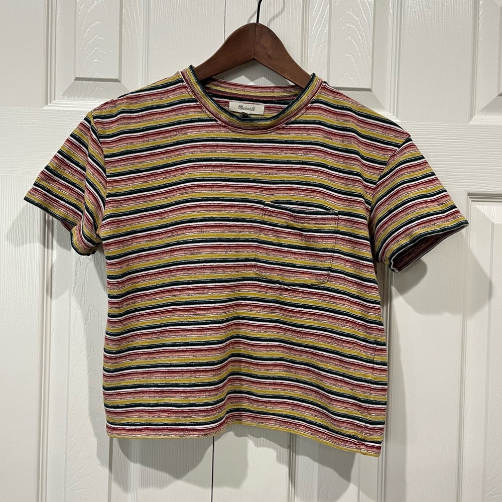 Madewell Textured Easy Crop Retro Striped Tee Shirt T-shirt XS